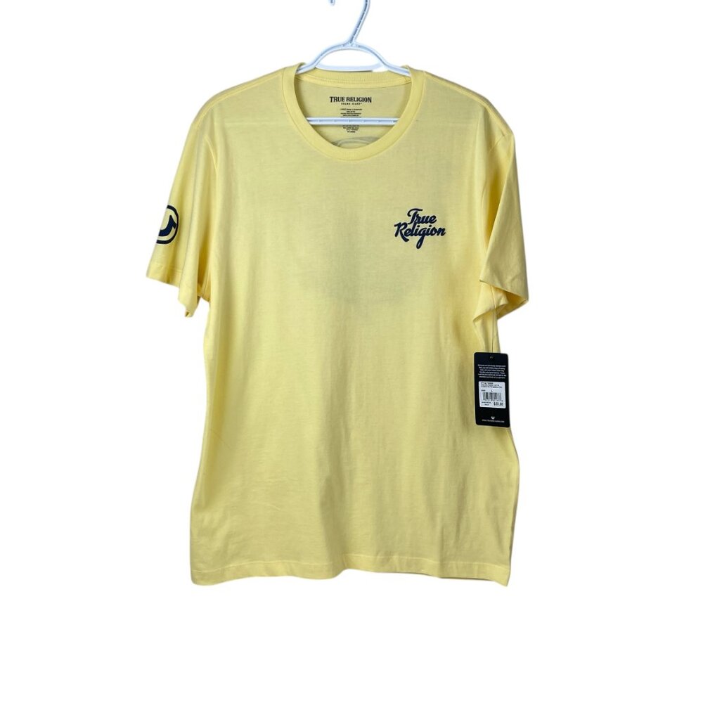 True Religion Double Sided Yellow T-Shirt Men's Size L NWT MSRP $59
